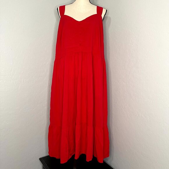 Ava & Viv Tiered Red Midi Tank Dress 2X - Picture 2 of 8